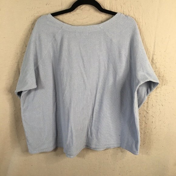 Torrid 3 Top Womens 3X Plus Size Blue  Waffle Knit Crop Boxy Beachy Athleisure - Picture 3 of 16